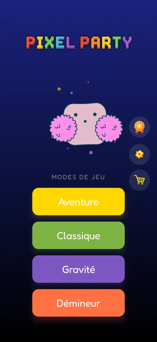 Le menu principal et ses quatre modes