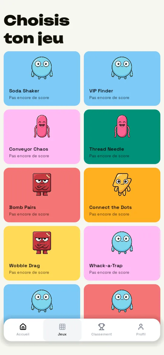 La liste des mini-jeux
