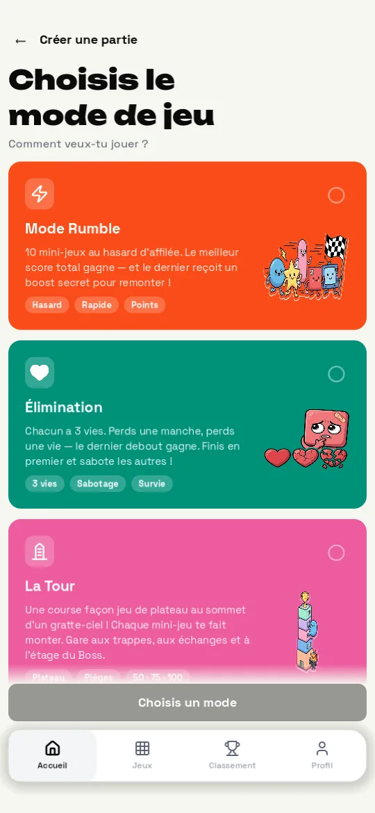 Rumble, Élimination, La Tour…